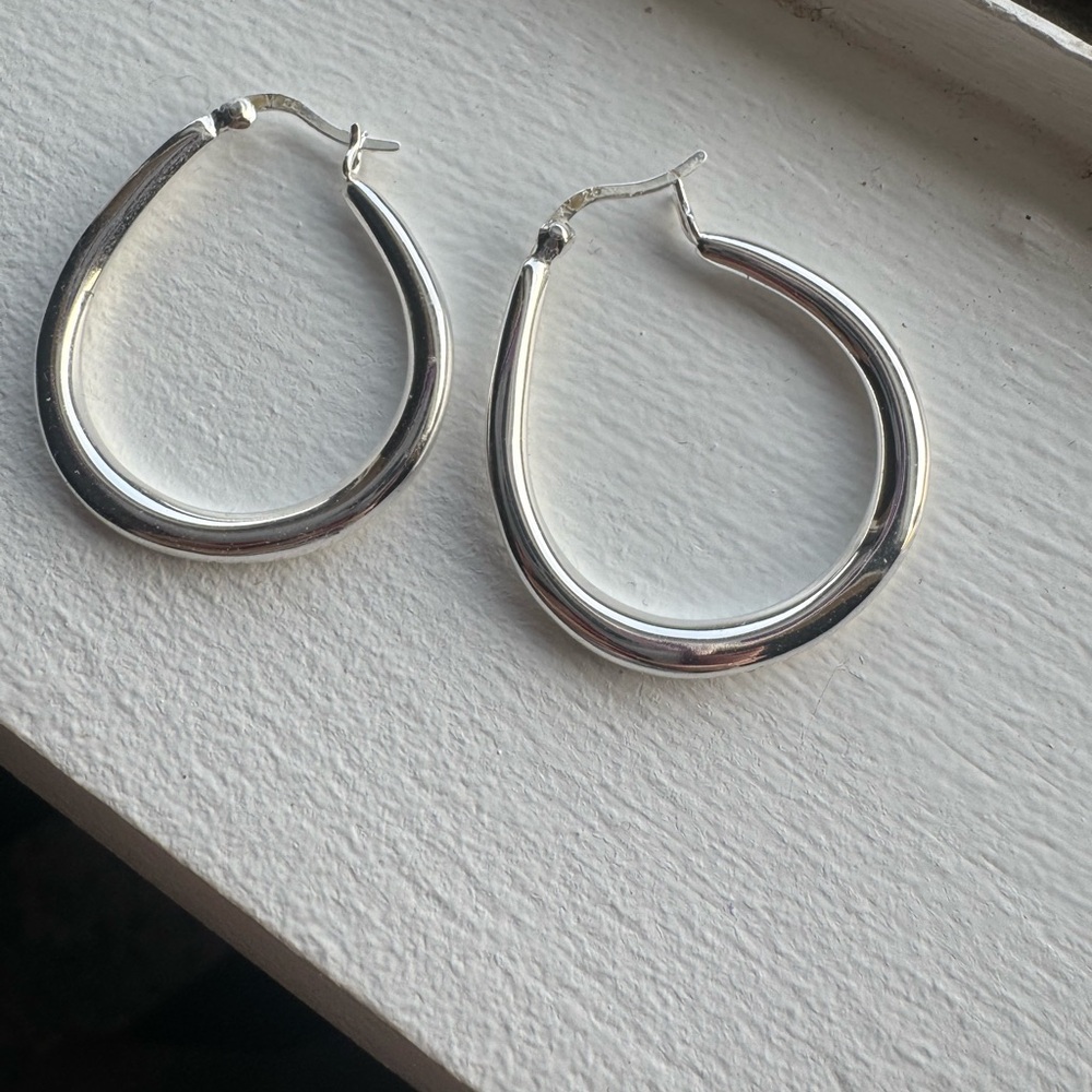 Sterling Silver Hoop Earrings-925